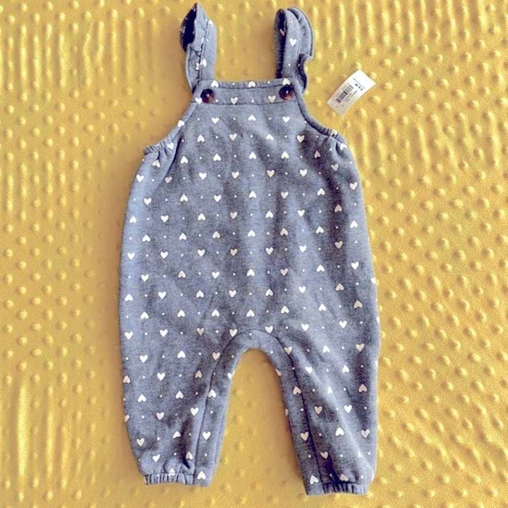 NWT Old Navy Baby Heart Print Overalls/Romper